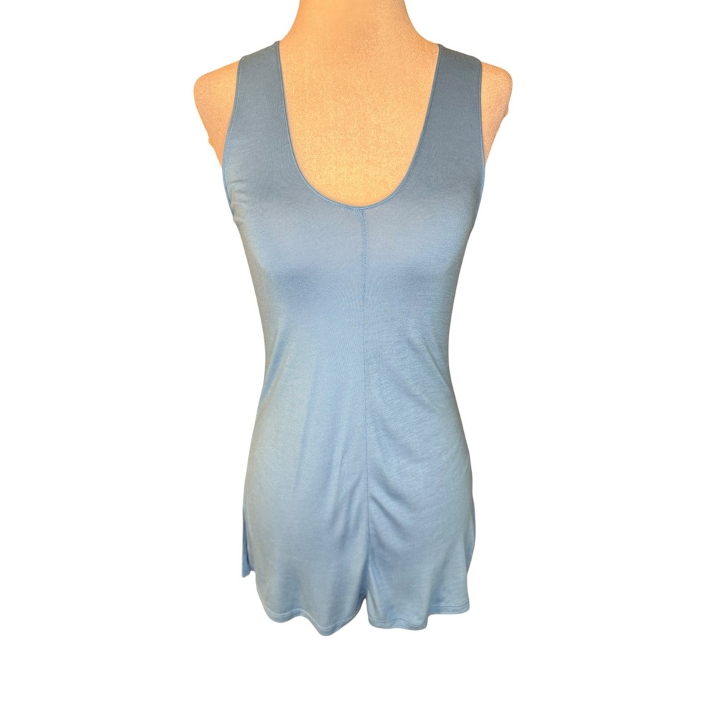 Vince Light Blue Viscose Scoop Neck Tank Top Side Slit XXS V188181541